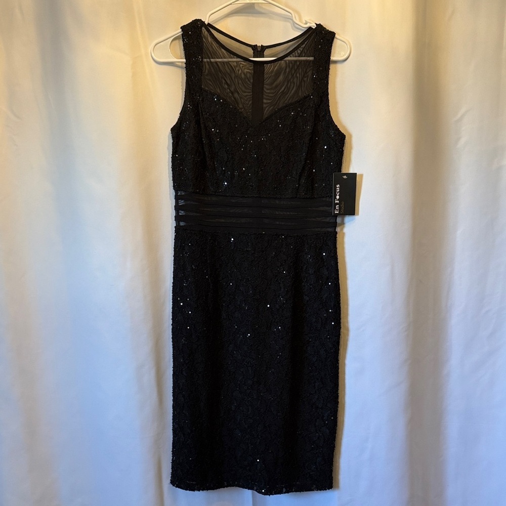 Enfocus Studio Black Sequin Midi Dress